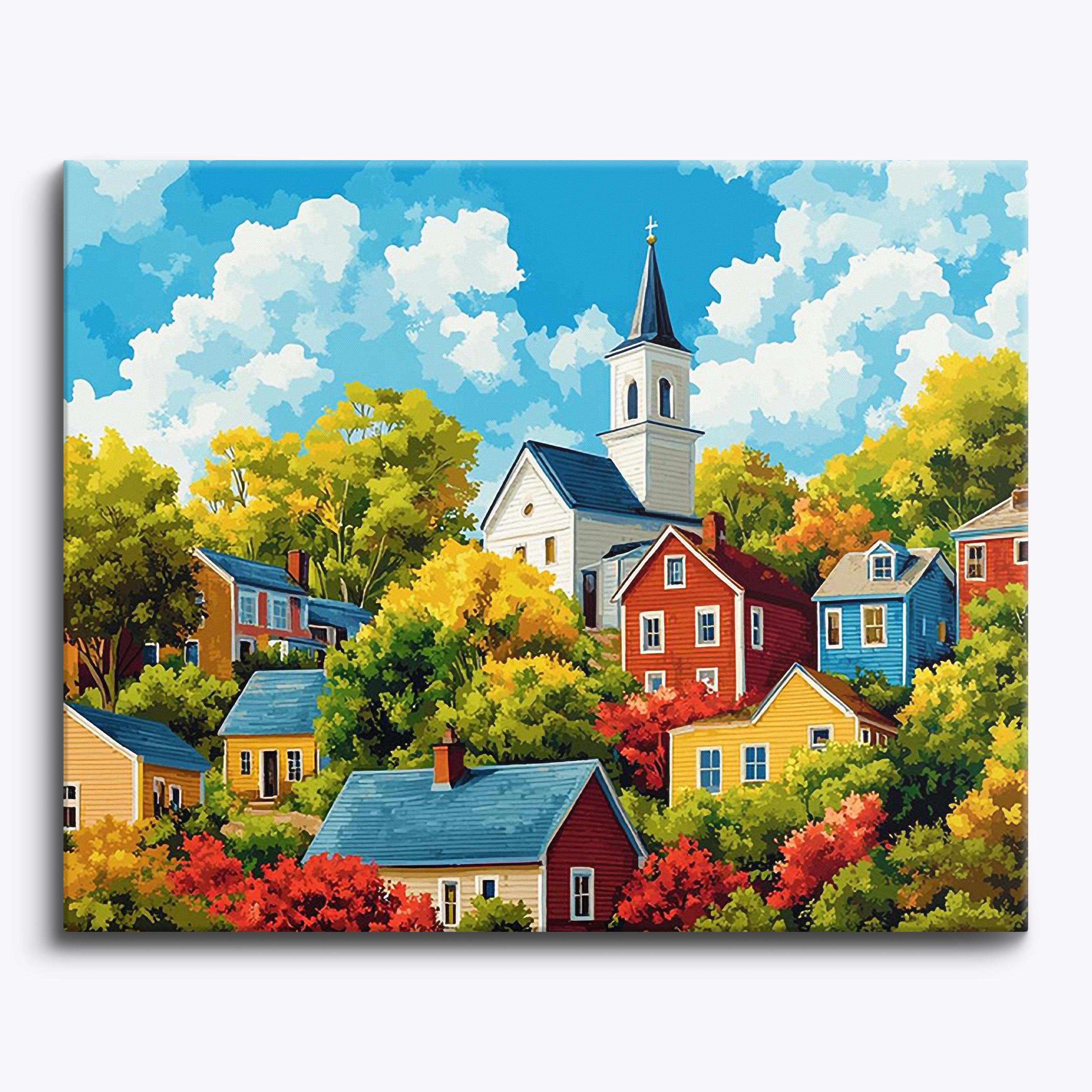 Bright Village Panorama No Frame / Regular (15.75"x19.7"/40x50cm) / 24 colors