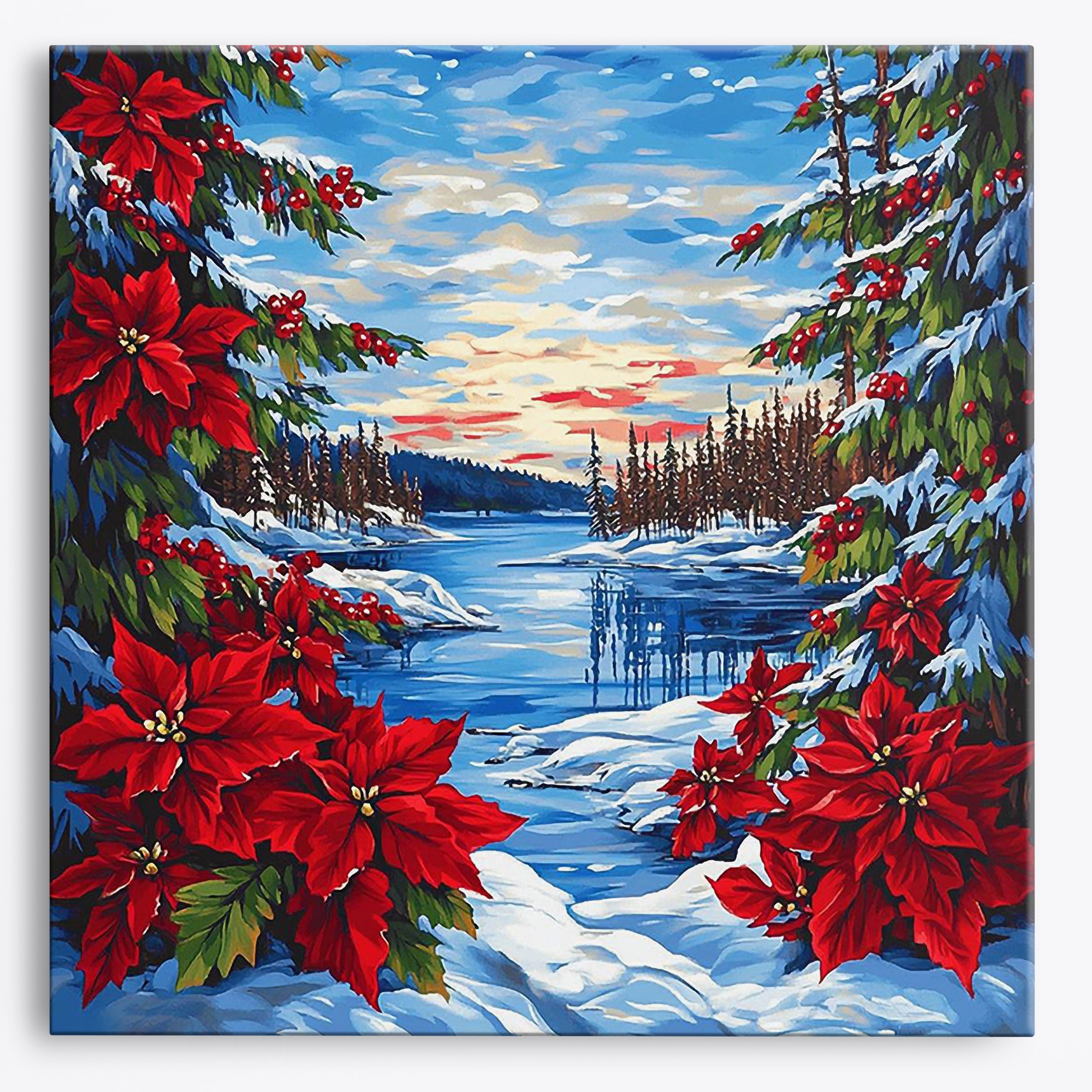 Poinsettia Snow No Frame / Regular (15.75"x15.75"/40x40cm) / 24 colors