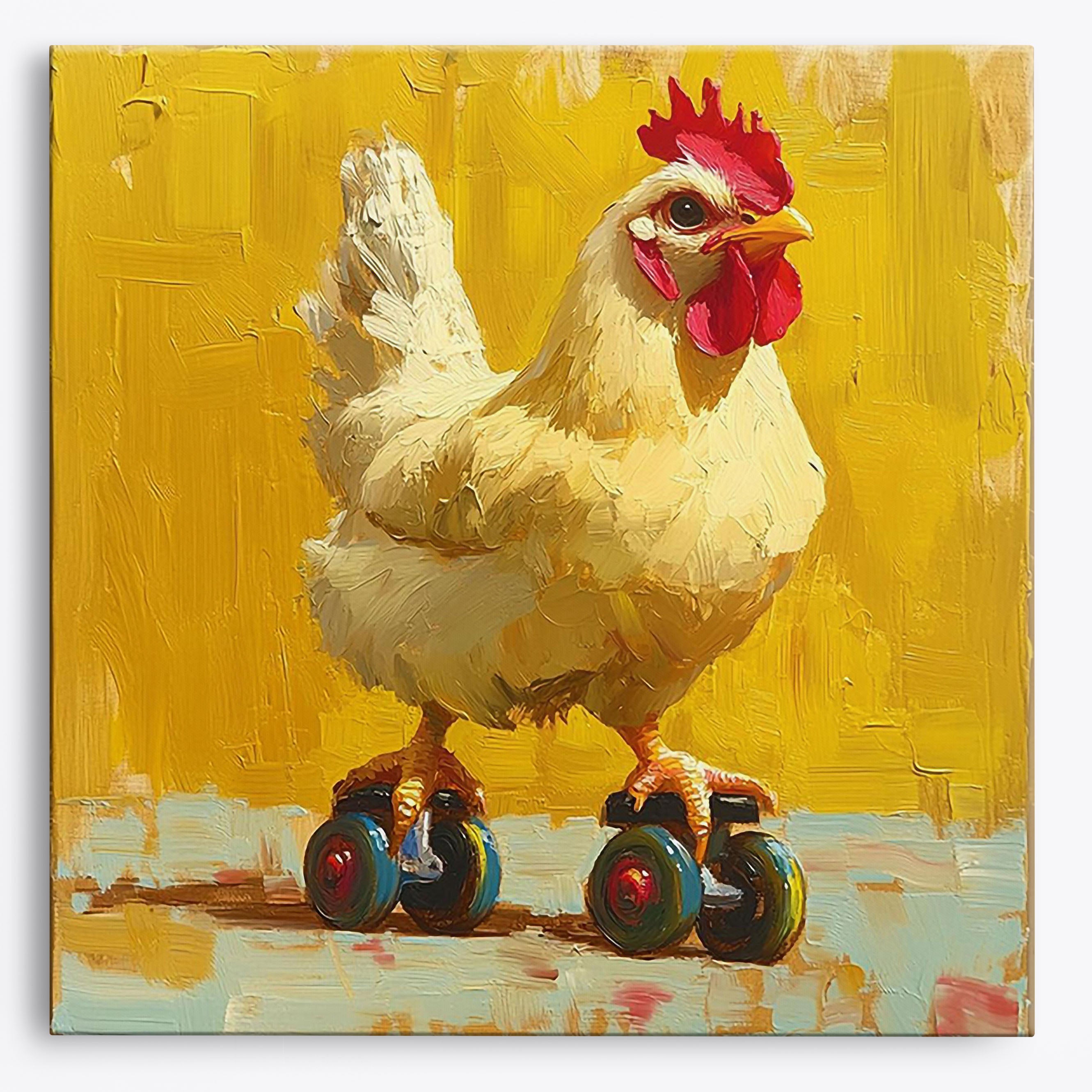 Roller Skating Chicken No Frame / Regular (15.75"x15.75"/40x40cm) / 24 colors