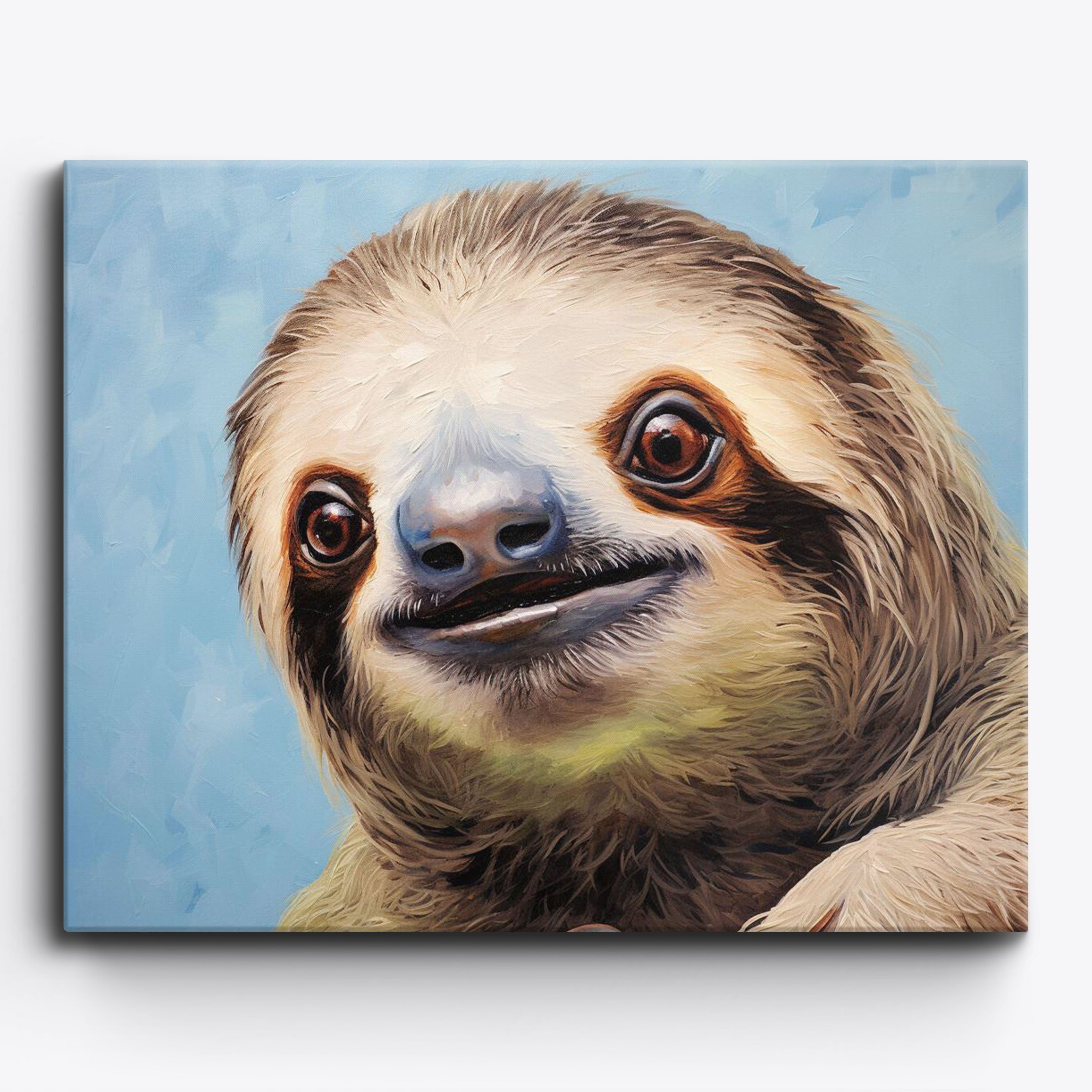 Smiling Sloth In Blue No Frame