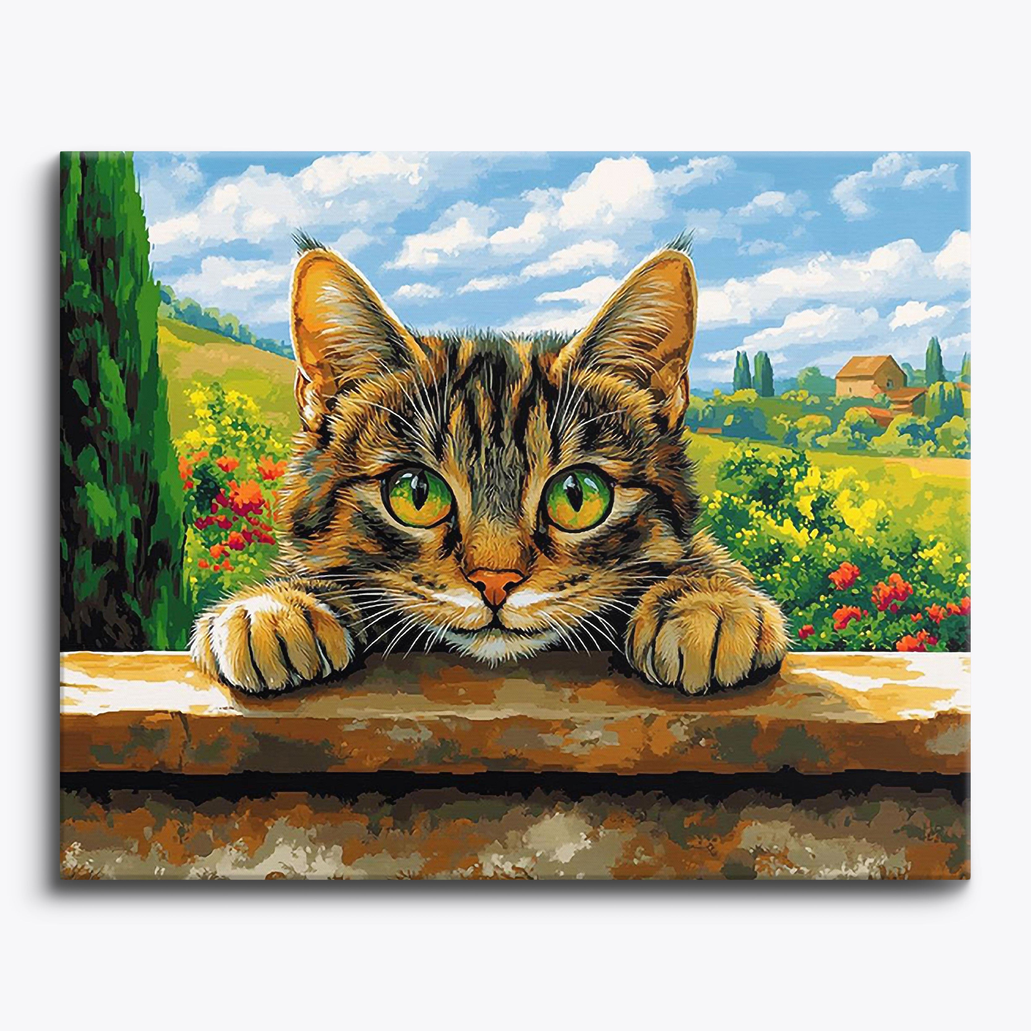 Window Cat Gazing No Frame / Regular (15.75"x19.7"/40x50cm) / 24 colors