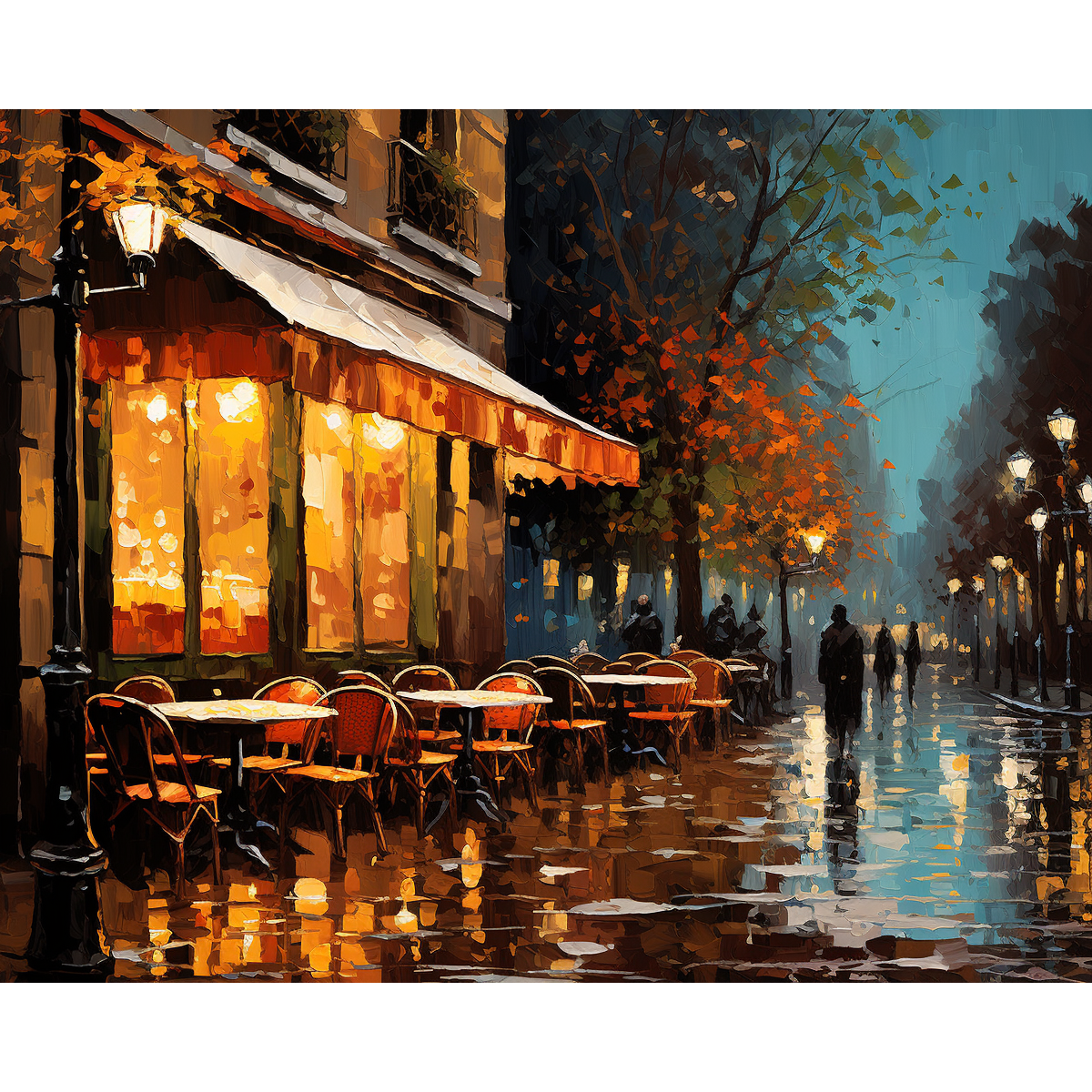 Regnerische Reflexionen Ein Pariser Café