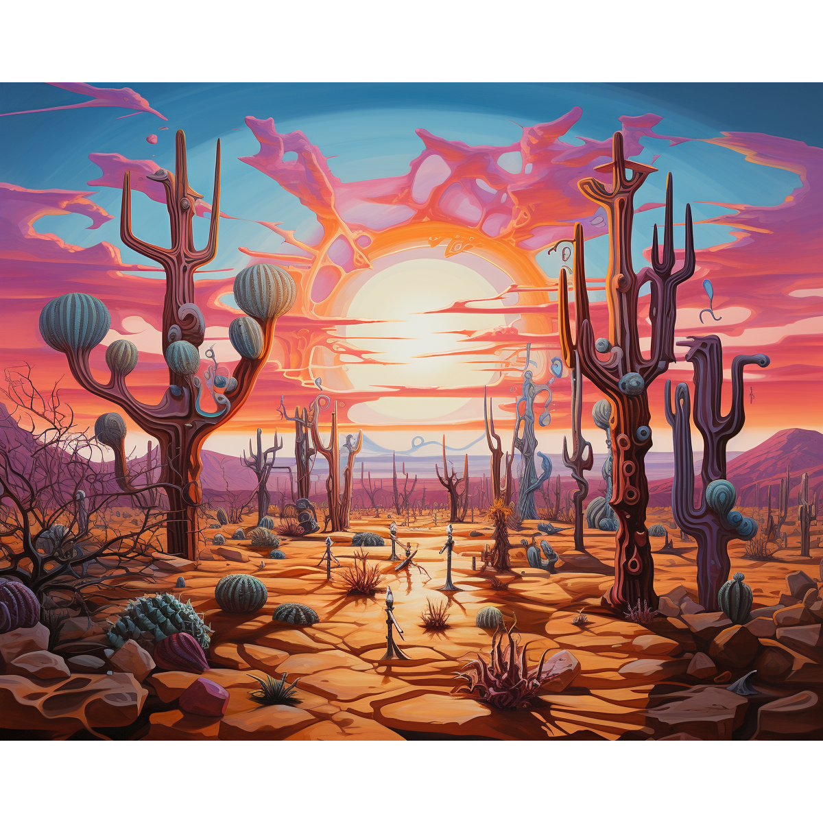 Trippiger Kaktus-Sonnenuntergang